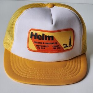 Vintage Helm Trucker Hat‎ Mesh Cap Snap Back Patch Logo Drayton Valley Calgary